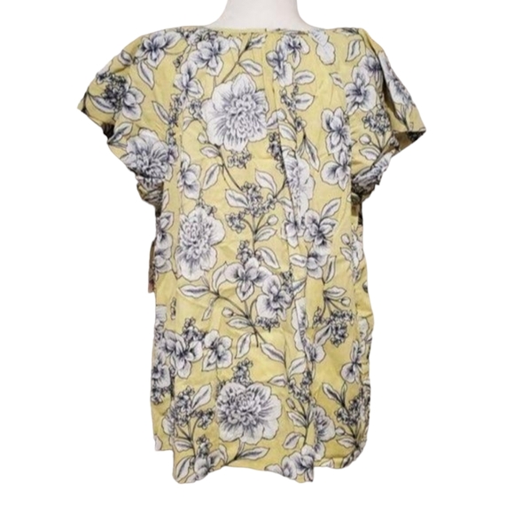 St.John's Flowy Blouse Womens Size 0X Yellow Floral Print Short Sleeve Tunic - Picture 5 of 12